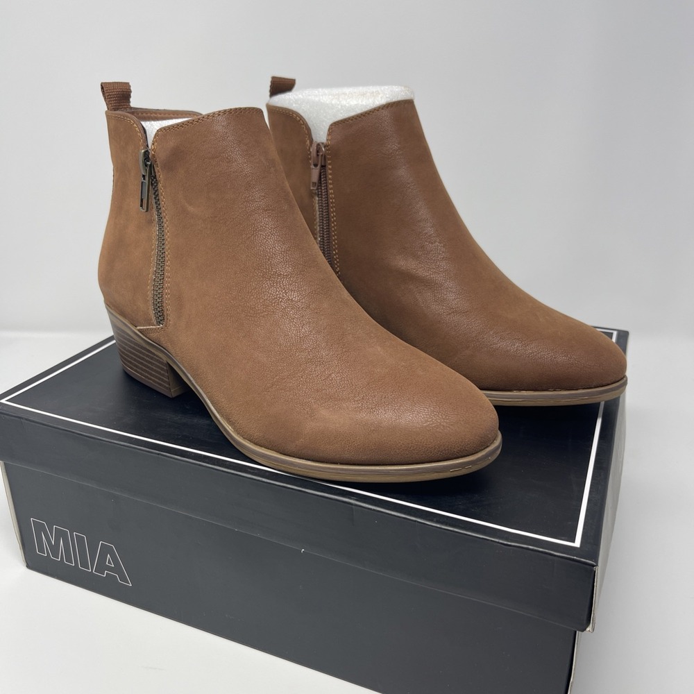 MIA‎ "CHARLETTE" SIDE ZIP ANKLE BOOTS Rust Color SIZE US 7.5 WIDE